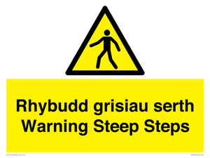 Rhybudd grisiau serth Warning Steep Steps